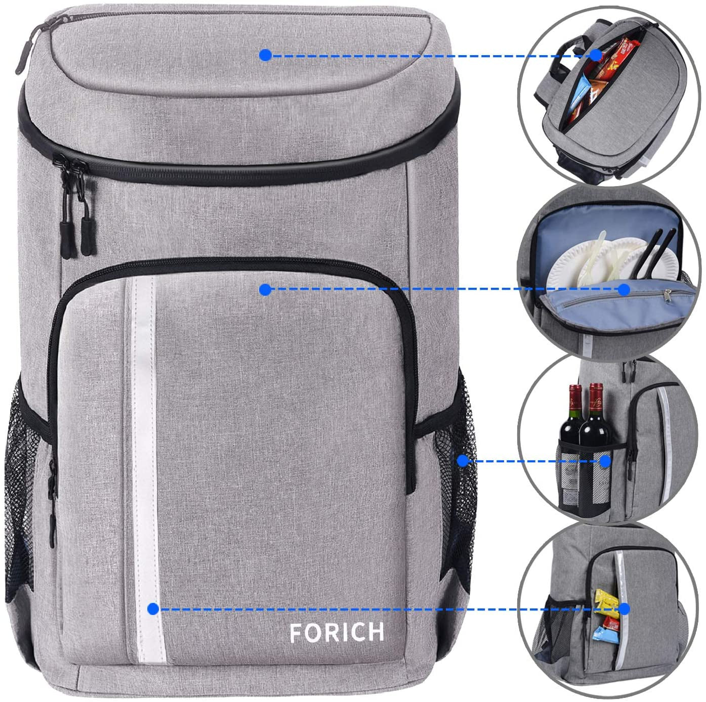 Mochila Nevera Térmica Impermeable para 30 Latas - Ligera y Antifugas, Ideal para Almuerzo, Trabajo, Picnics, Camping y Senderismo